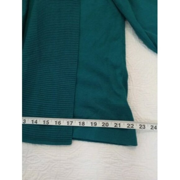 JM Collection Womens Open Front Cardigan Sweater Teal XL Ribbed Design - Picture 10 of 12